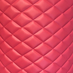 Diamond Quilted,  Faux Leather, foam backed fabric Automotive headliner headboard upholstery 52&quot; Wide- fuchsia