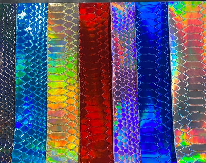 Holographic Cobra Glossy vinyl Fabric Material by the yard