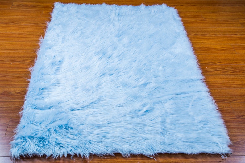 5' X 8' New Premium Blue Shag Fur Area Rug Nursery Etsy