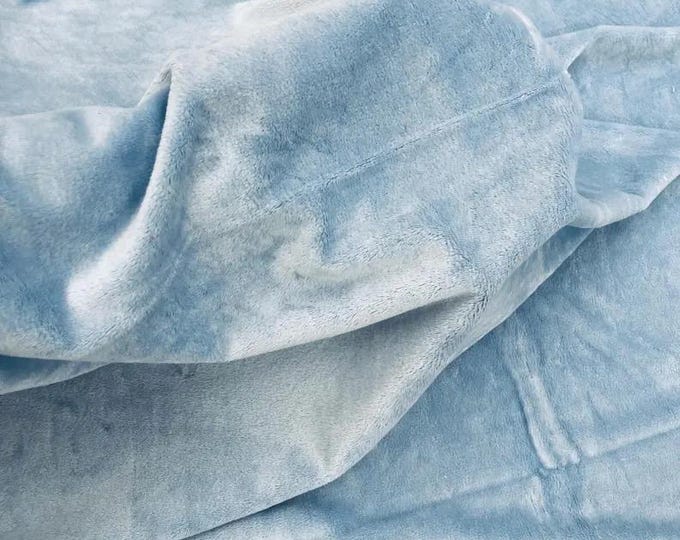 Baby Blue solid minky Soft cuddle fabric by THE YARD 60” wide