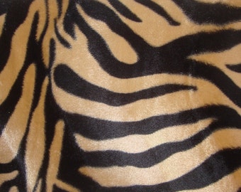 Medium Beige Zebra Velboa Animal Fabric BY THE YARD 60" Wide
