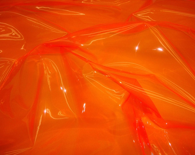 Orange 10 Gauge Transparent Tinted Plastic Vinyl Tinted 54 Inch Wide Fabric By the Yard
