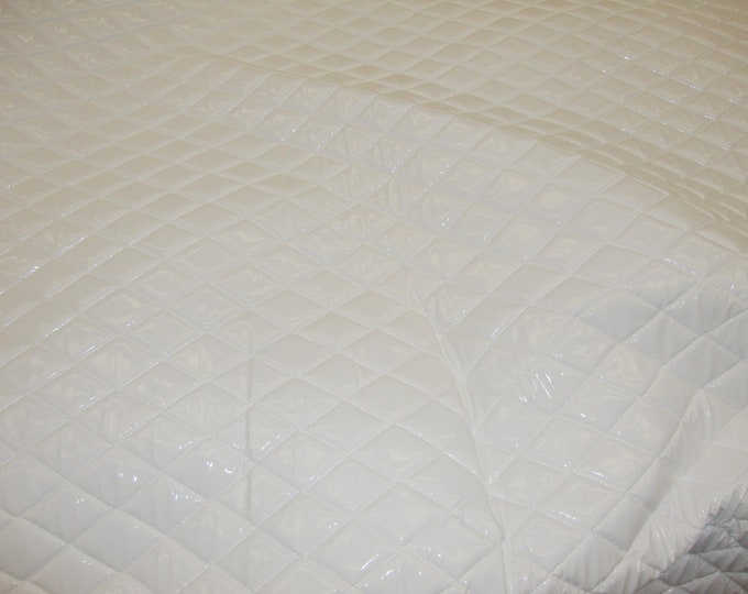 White Patent Quilted Vinyl fabric with 3/8" Foam Backing Upholstery