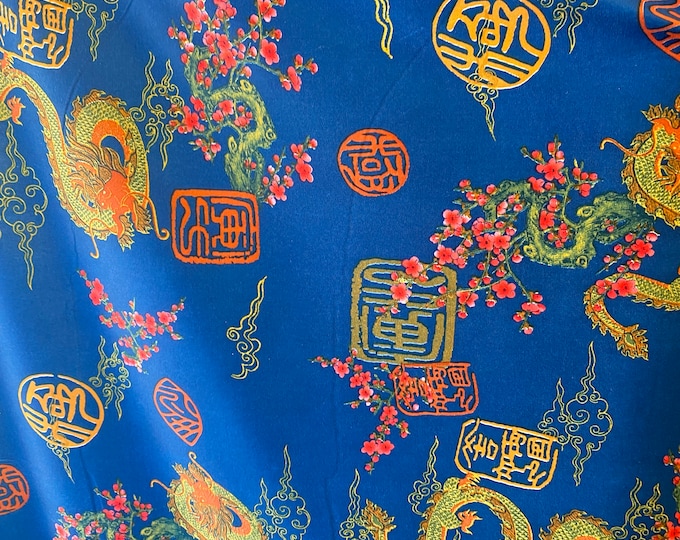 Dragon flowers Spandex fabric 60” wide