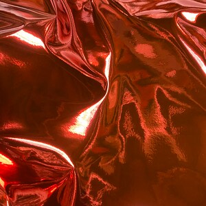 Vinyl faux leather Red Chrome Mirror Glossy Vinyl  Fabric for Shoes Bags Upholstery Sewing
