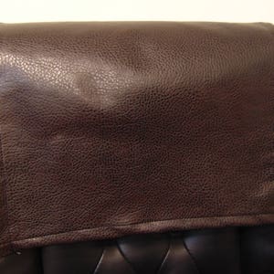 Chocolate brown ford faux leather vinyl Sofa Loveseat Chaise Theater Seat, Chair Caps Headrest Pad, Recliner Head Cover, Furniture Protector