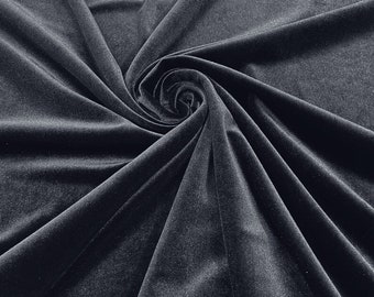 Charcoal 60" Wide 90% Spandex Stretch Velvet Fabric for Sewing Apparel Costumes Craft, Sold By The Yard.