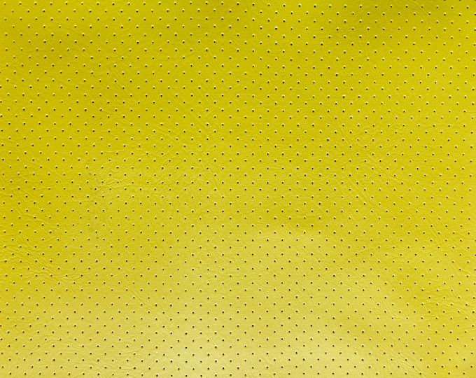 Yellow Perforated commercial marine grade upholstery vinyls Faux Leather fabric per yard