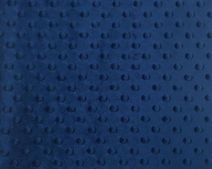 Navy Minky Fabric by the Yard – Dimple Dot Plush Baby Blanket & Nursery Sewing Fabric 60” Wide