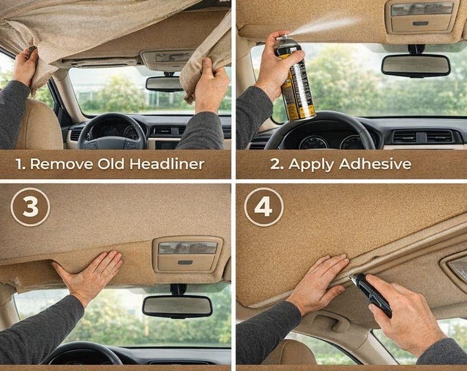 Sand Gray  Headliner Upholstery Fabric | 3/16" Foam Backed Automotive Replacement Material  Cars, Trucks & RVs