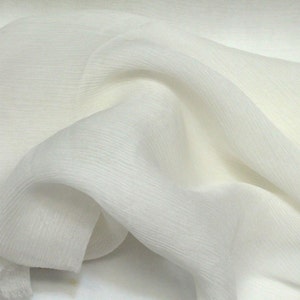 Silk 100% crinkle georgette chiffon fabric 45&quot; dressmaking apparel solid White