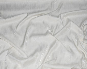 White Iridescent Satin Fabric, Shimmer Crushed Dress Material, 55" Wide, Sold by the Yard