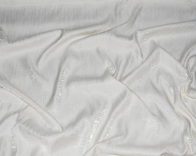 Satin Iridescent Shimmer Crushed  Dress wedding tablecloth Satin Fabric WHITE / 55" Wide / Sold By the yard