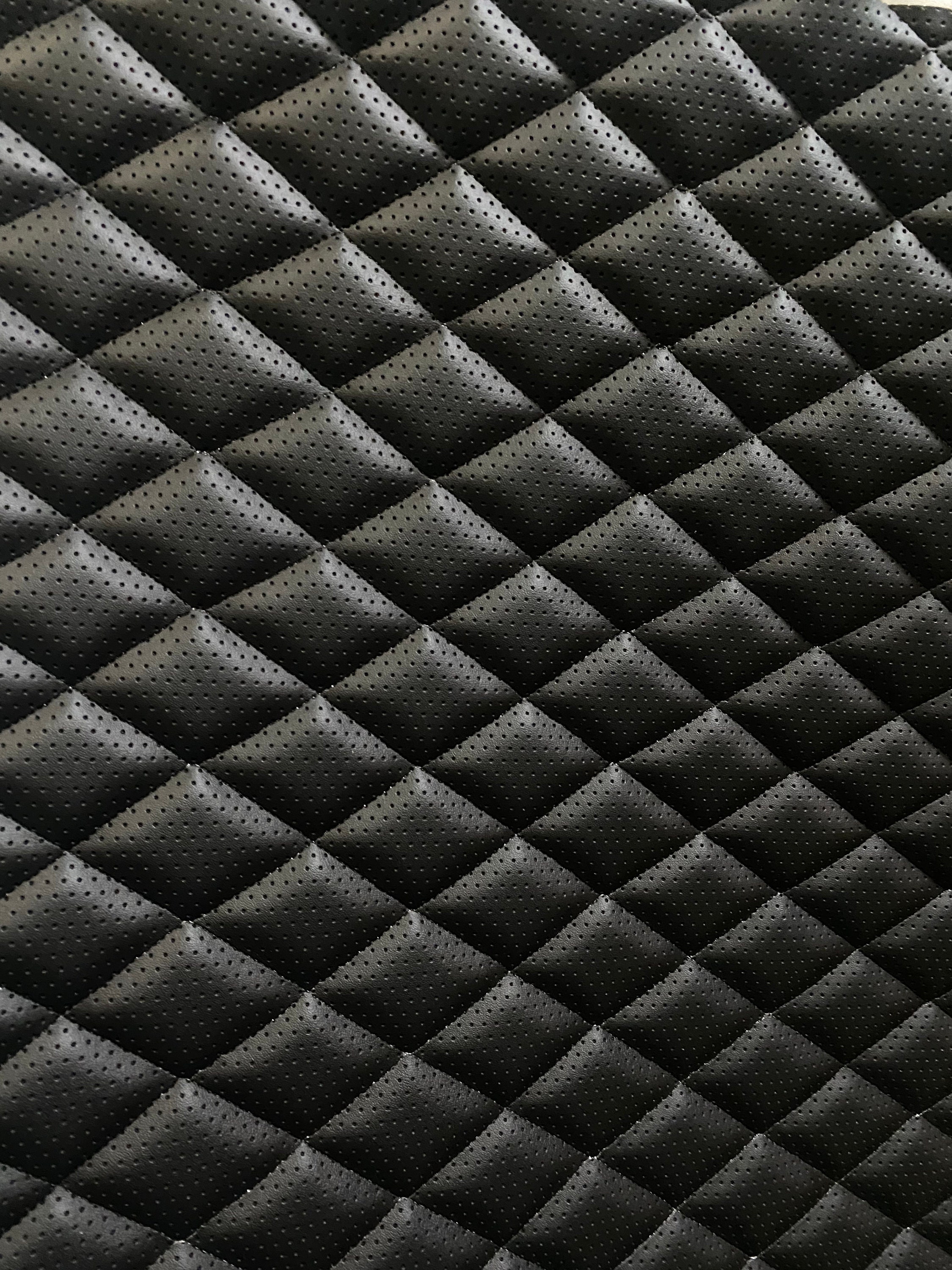Gold Carbon Fiber Faux Leather Quilted Headliner Fabric Foam 