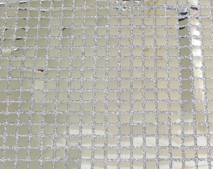Silver Square Sequin Drapery Fabric per yard