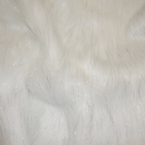White Sparkle Faux Fur Fabric Per Yard 60&quot; wide