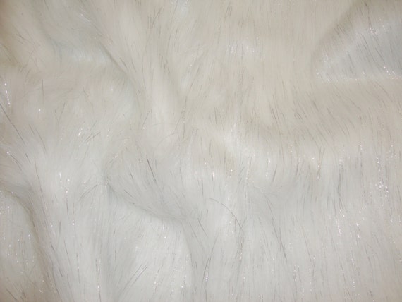 White Sparkle Faux Fur Fabric Per Yard 60 wide