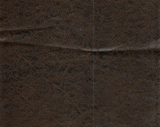 Charbrown Distressed look Faux Vinyl upholstery fabric by the yard 56" Wide