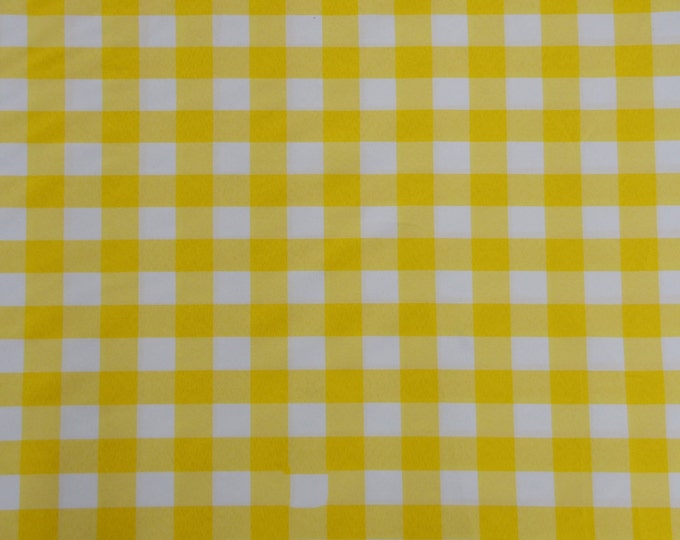 Yellow Poly poplin checkers 100% Polyester picnic fabric 60"wide sold by the yard