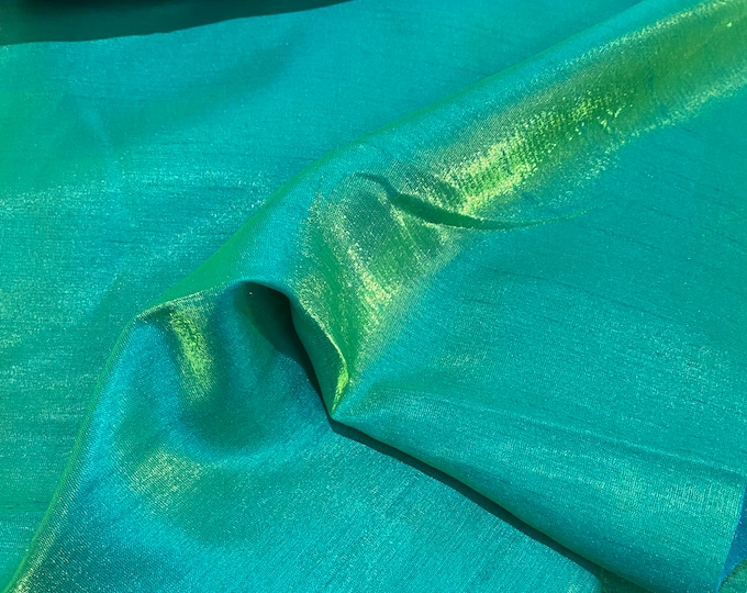 Kelly peacock shimmer  Shantung Dupioni Faux Silk fabric per yard