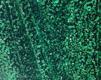 Gree Sequin Stretch Velvet on red 4-Way stretch fabric by the yard 60" Wide