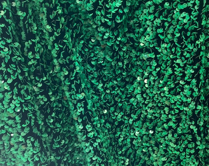 Gree Sequin Stretch Velvet on red 4-Way stretch fabric by the yard 60" Wide