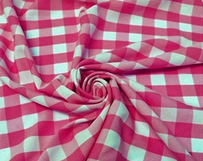 Fuchsia 58/59" Wide 100% Polyester Poplin Gingham Checkered Fabric By The Yard