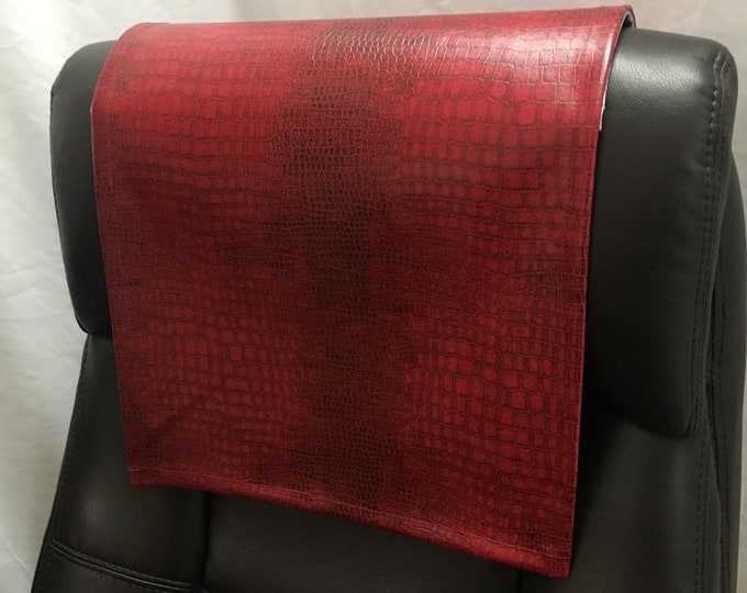 Red Alligator Faux leather vinyl Sofa, Loveseat Chaise Theater Seat, Chair Caps Headrest Pad, Recliner Head Cover, Furniture Protector