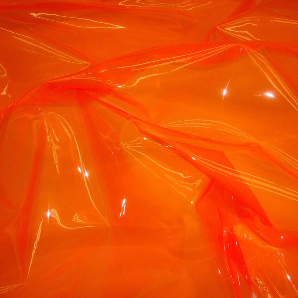 Orange 10 Gauge Transparent Tinted Plastic Vinyl Tinted 54 Inch Wide Fabric 10 Yard roll