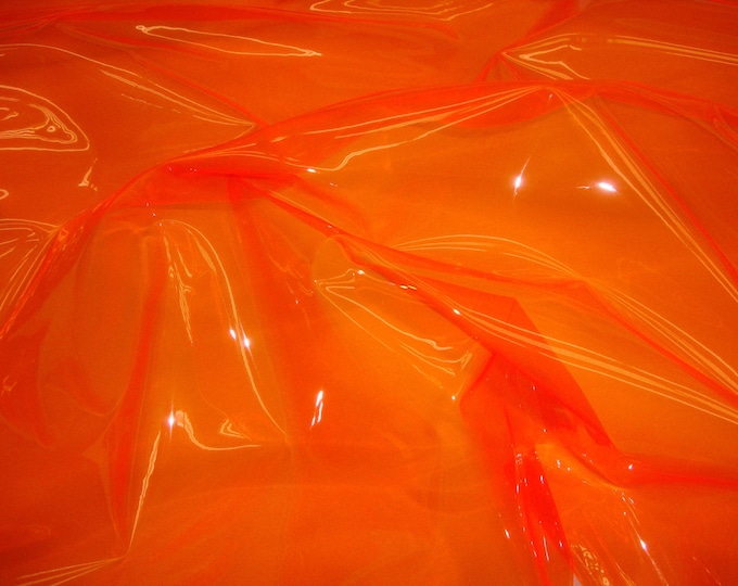 Orange 10 Gauge Transparent Tinted Plastic Vinyl Tinted 54 Inch Wide Fabric 10 Yard roll