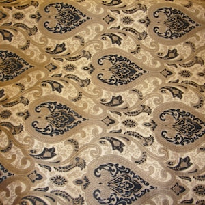 Chenille Damask  56&quot; Wide Monte Cristo Black Fabric with Gold upholstery furniture fabric by the yard