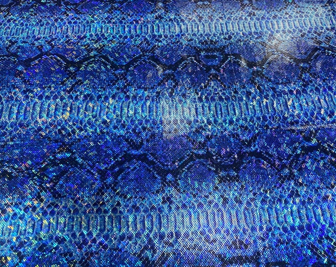 Royal metallic python Nylon Spandex By The Yard Fabric Muti Color Snake Fabric 4 Way Stretch, Fabric 60” wide