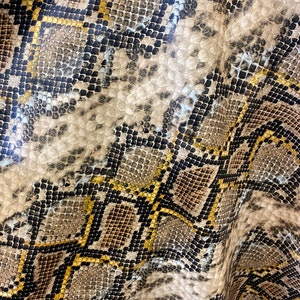 Caramel snake upholstery Faux Leather home stretch Vinyl fabric by the yard 54&#39; Wide