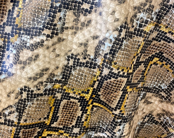 Caramel snake upholstery Faux Leather home stretch Vinyl fabric by the yard 54' Wide