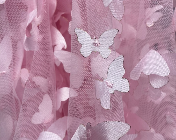 Taffeta Butterfly /on sheer FABRIC /58" Wide by the yard -pink