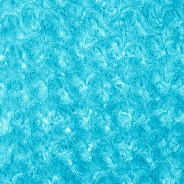 Turquoise Rosebud soft fabric BY THE YARD 60" Wide