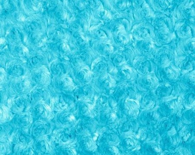 Turquoise Rosebud soft fabric BY THE YARD 60" Wide