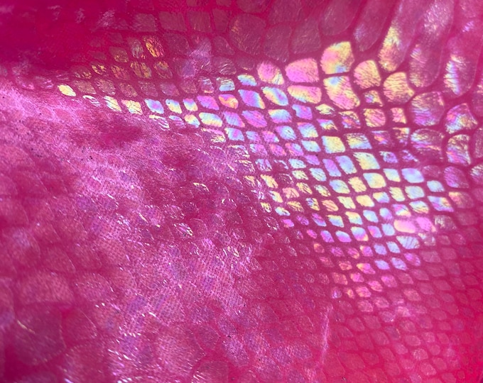 Hot pink foil Snake design on a stretch velvet fabric-Sold by the yard.