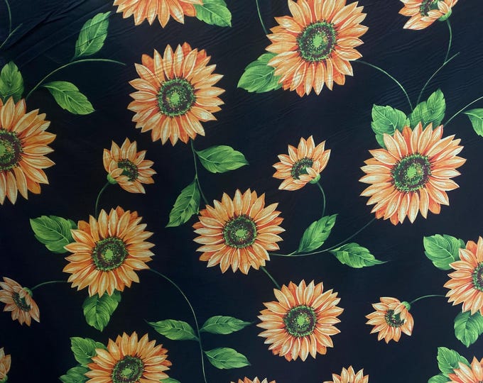 Poly cotton Garden Flower / yellow Floral fabric- sold by the yard- 60" inches wide