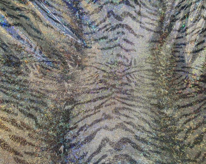 Tiger Silver/ white mystique spandex 4 way stretch 60" wide