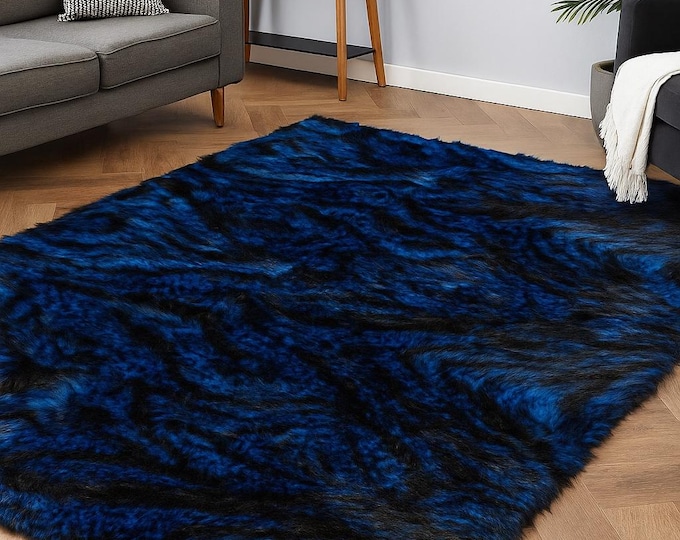 King Queen Twin Bedspread blue husky Exotic Blanke Throw Faux Fur Comforters Bedding Decor Luxurious Contemporary Modern Handmade