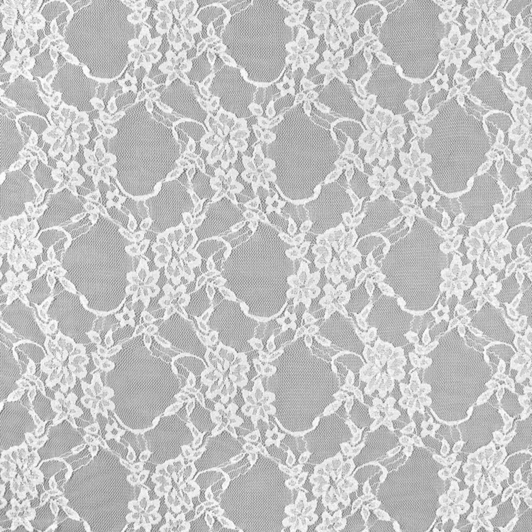 Ben Textiles Giselle Stretch Floral Lace White Fabric by The Yard