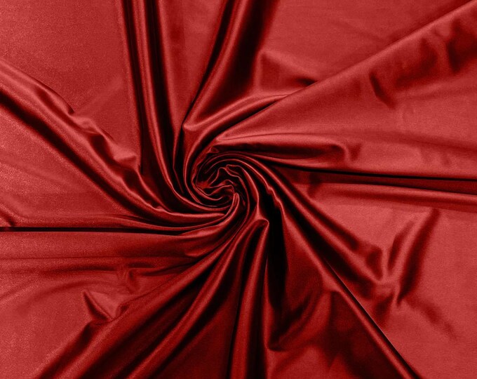 Apple red Stretch Satin spandex Fabric Bridal Dress 58” Wide sold by The Yard