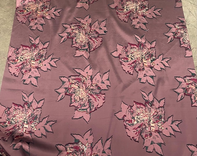 Plum Jacquard Big floral Brocade 58 " Wide