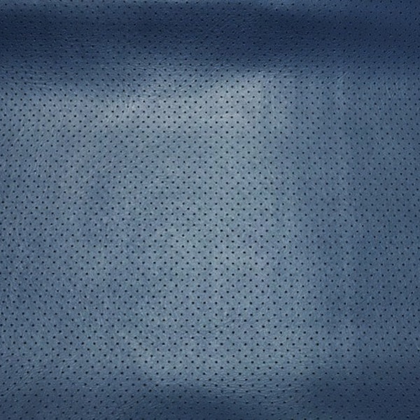 Navy Perforated commercial upholstery vinyls Faux Leather fabric per yard