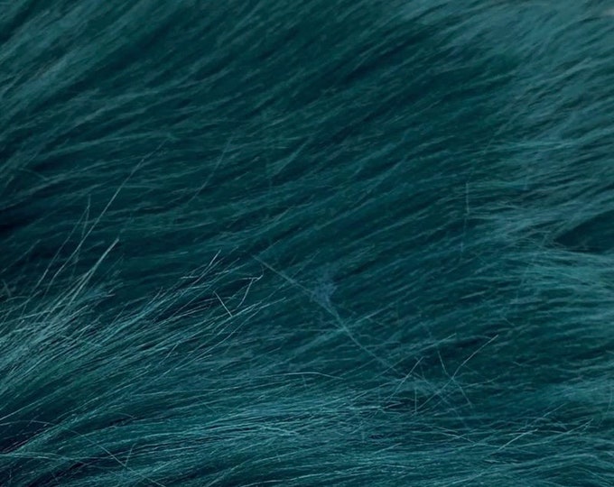 Teal shaggy faux fur upholstery fabric  yard 60" wide