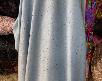 Baby Blue Glitter Stretch Velvet Fabric by Yard, Sparkle Dance Costume Velvet