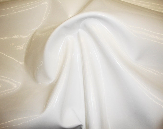 White patent faux vinyl leather upholstery fabric by the yard 54" Wide