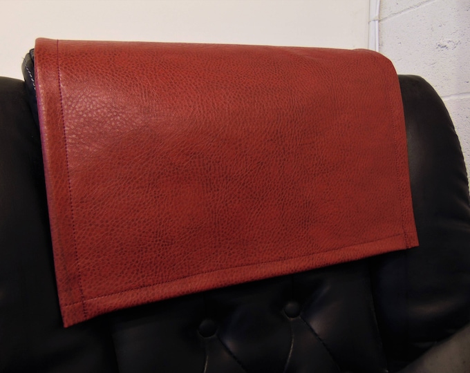 Red pebble ford faux leather vinyl Sofa Loveseat Chaise Theater Seat, Chair Caps Headrest Pad, Recliner Head Cover, Furniture Protector