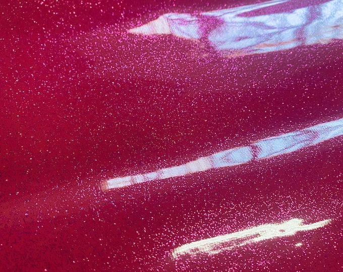 Glitter New faux Vinyl Fuchsia Fabric 54" Width Sold By The Yard